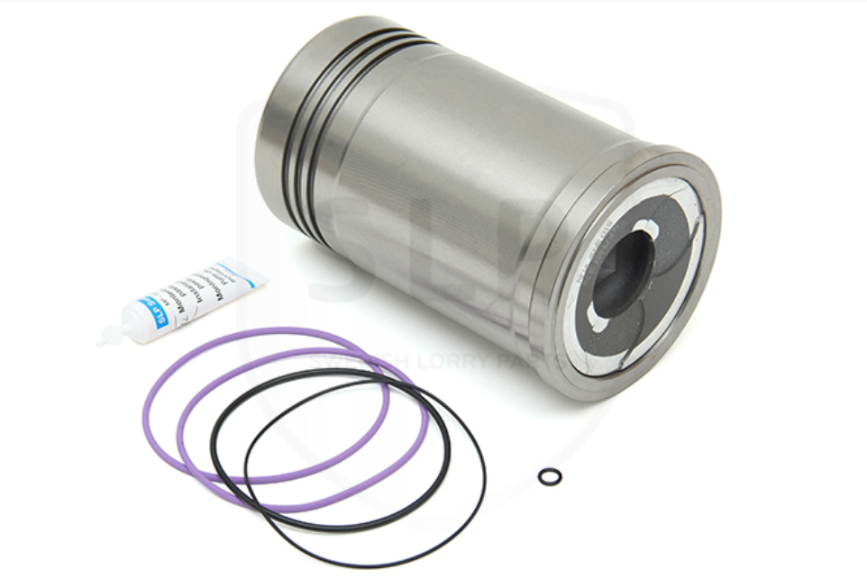 Mechanical component with purple washers and a tube 