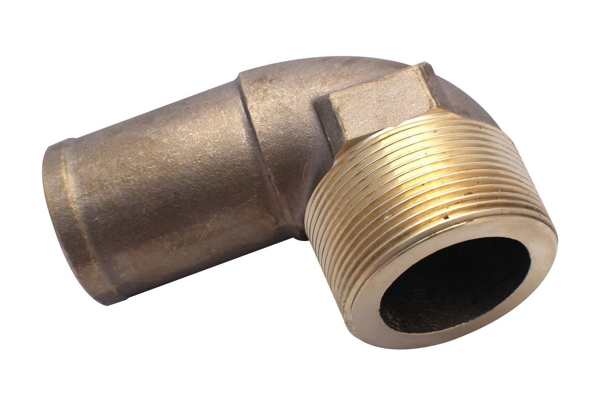 TAMD part, a brass elbow pipe fitting with a threaded male connection on one end and a smooth female connection on the other